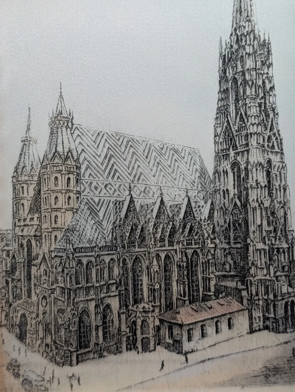 Hans Leisch, Signed Silk Etching of St. Stephen's Cathedral